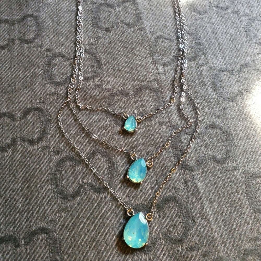 Layered aqua Gemstone necklace